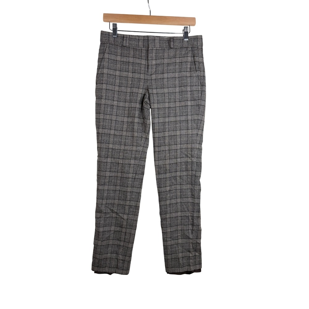 Banana Republic Wool Blend Plaid Trouser Dress Pants size 2 Brown/White